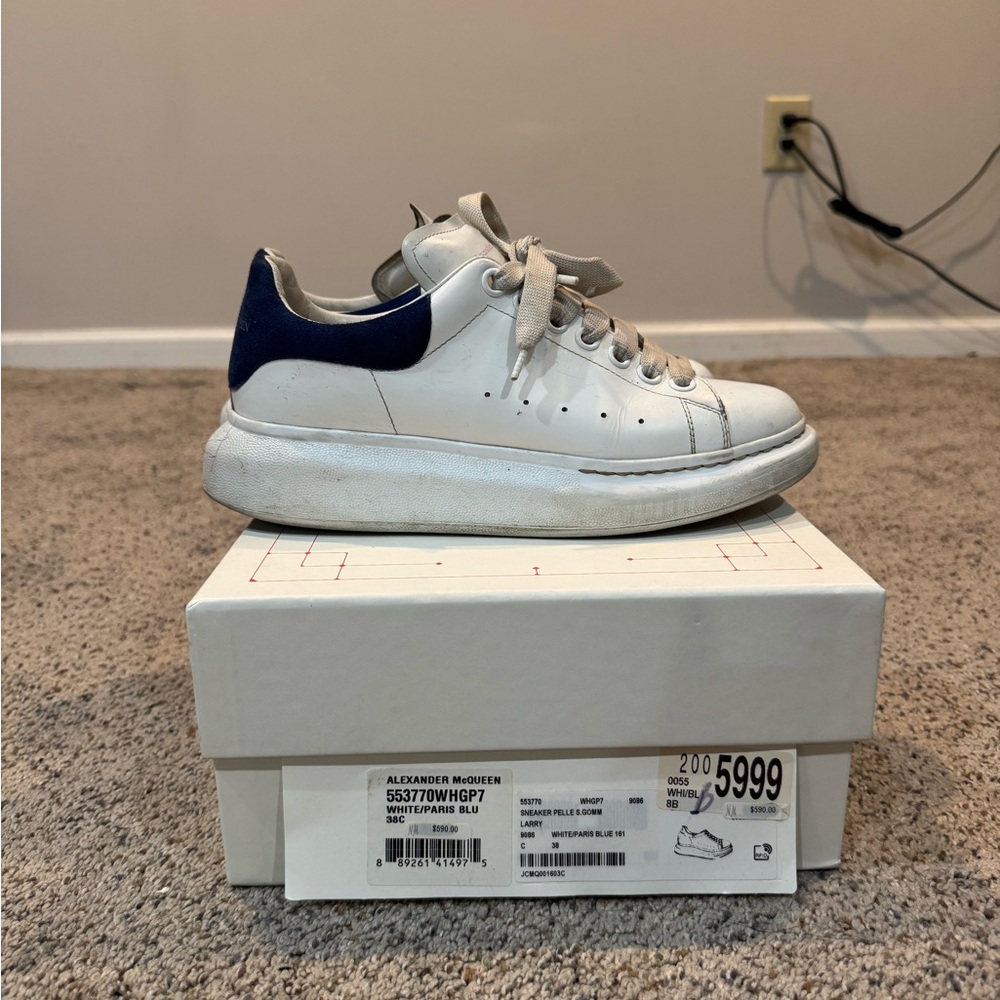 Alexander McQueen White and Paris Blue Sneakers